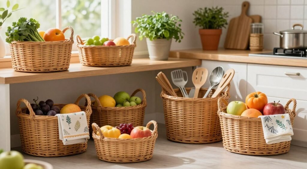 acessórios organizadores para cozinha cestas multiúso