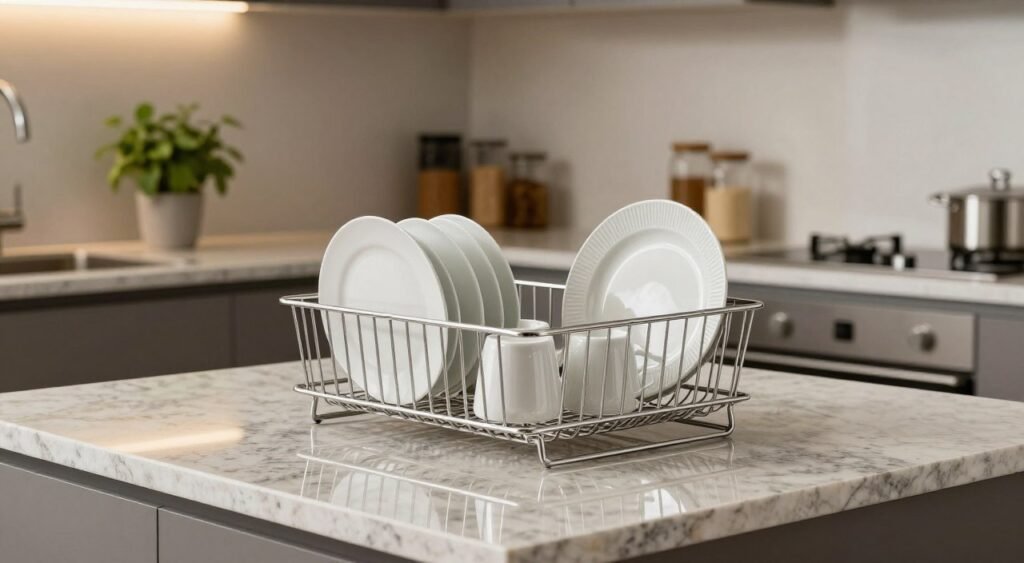 escorredor de louça bancada inox elegante na cozinha