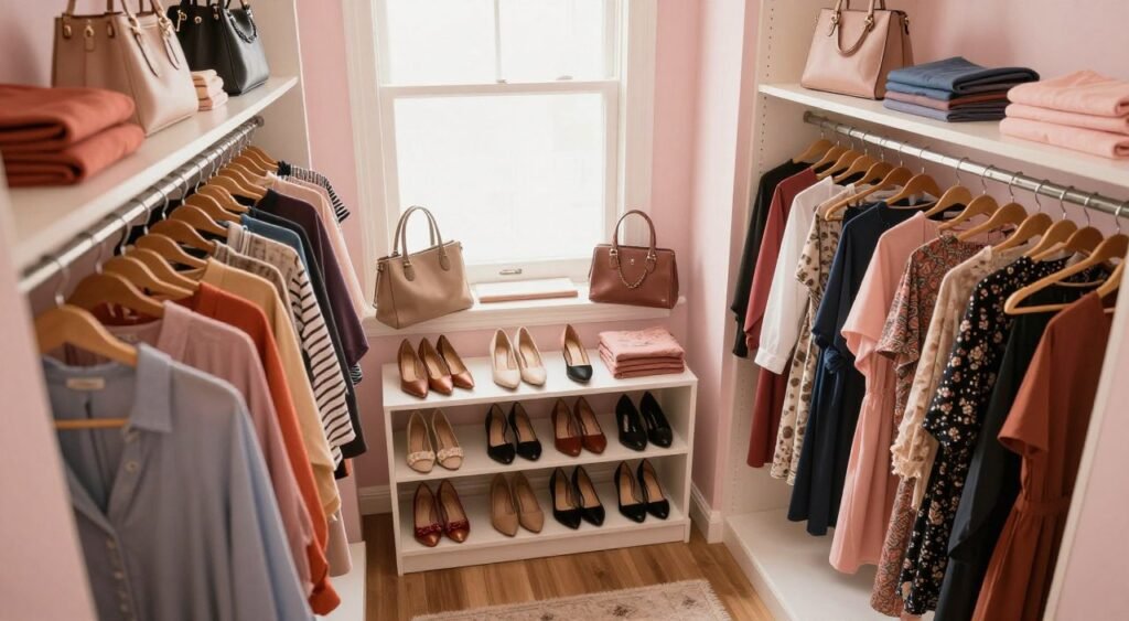 técnicas para organizar armários de roupas femininas